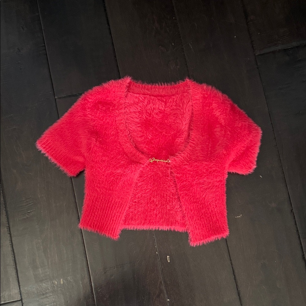 Jacquemus Vibrant Red Fuzzy Cardigan
